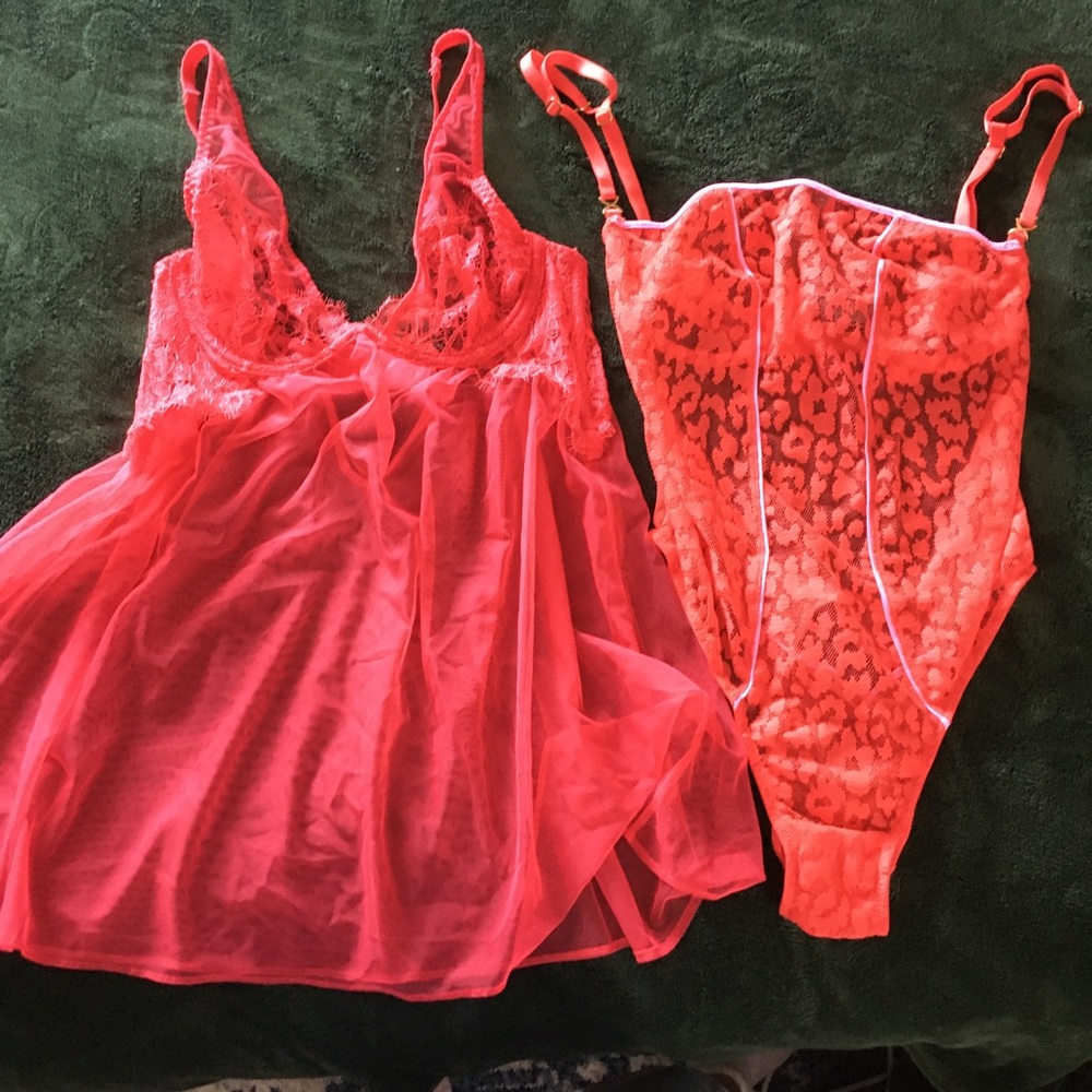 Victoria’s Secret sexy red teddy bodysuit bundle
